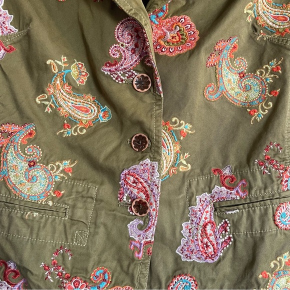 Johnny Was Embroidered Paisley Twill Cotton Blazer Jacket Small - Picture 2 of 5